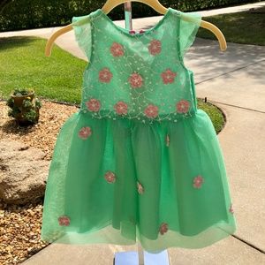 Pink and Green flower little girl dress pageant